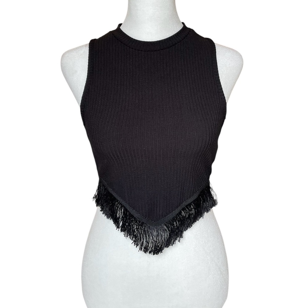 🖤SHEIN Black Sleeveless Fringe Tank Top. Medium. Measurements in pictures.